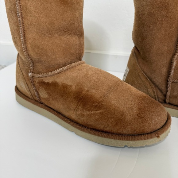 Jumbo UGG Boots Australia Classic Chestnut Suede Sheepskin Lined Size 12 Cozy - Picture 14 of 14